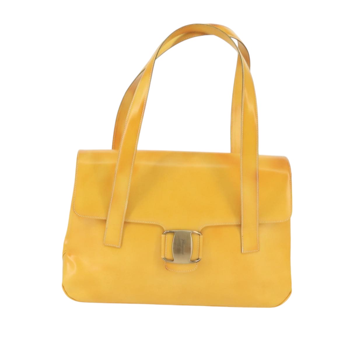 Salvatore Ferragamo Shoulder Bag Leather Yellow Auth 99420