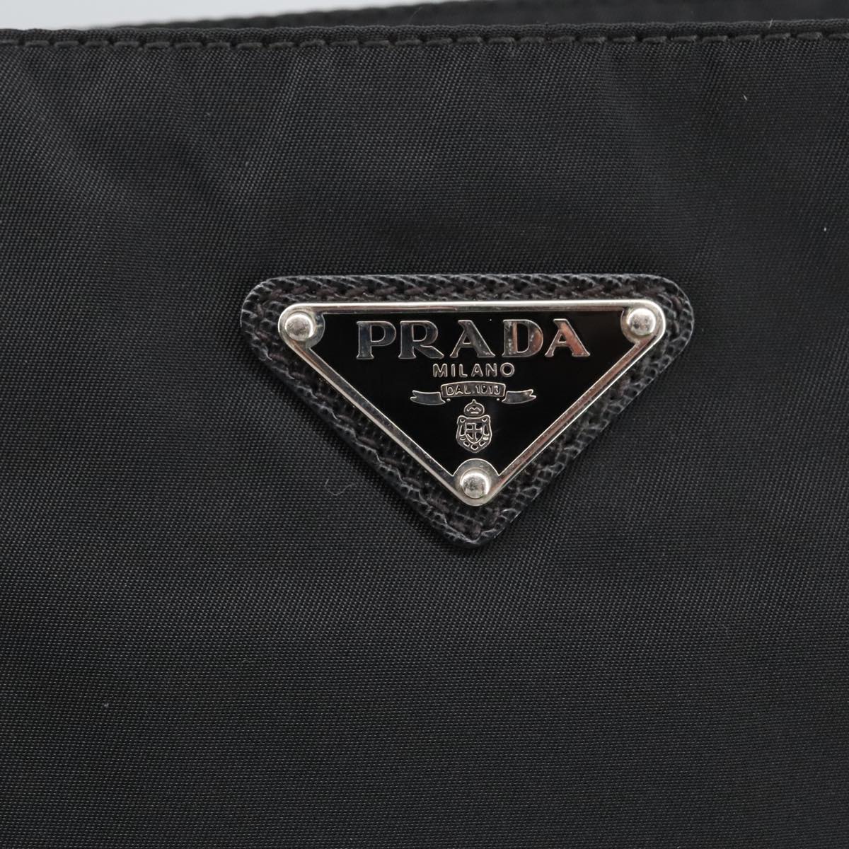 PRADA Shoulder Bag Nylon Black Silver Auth 99432