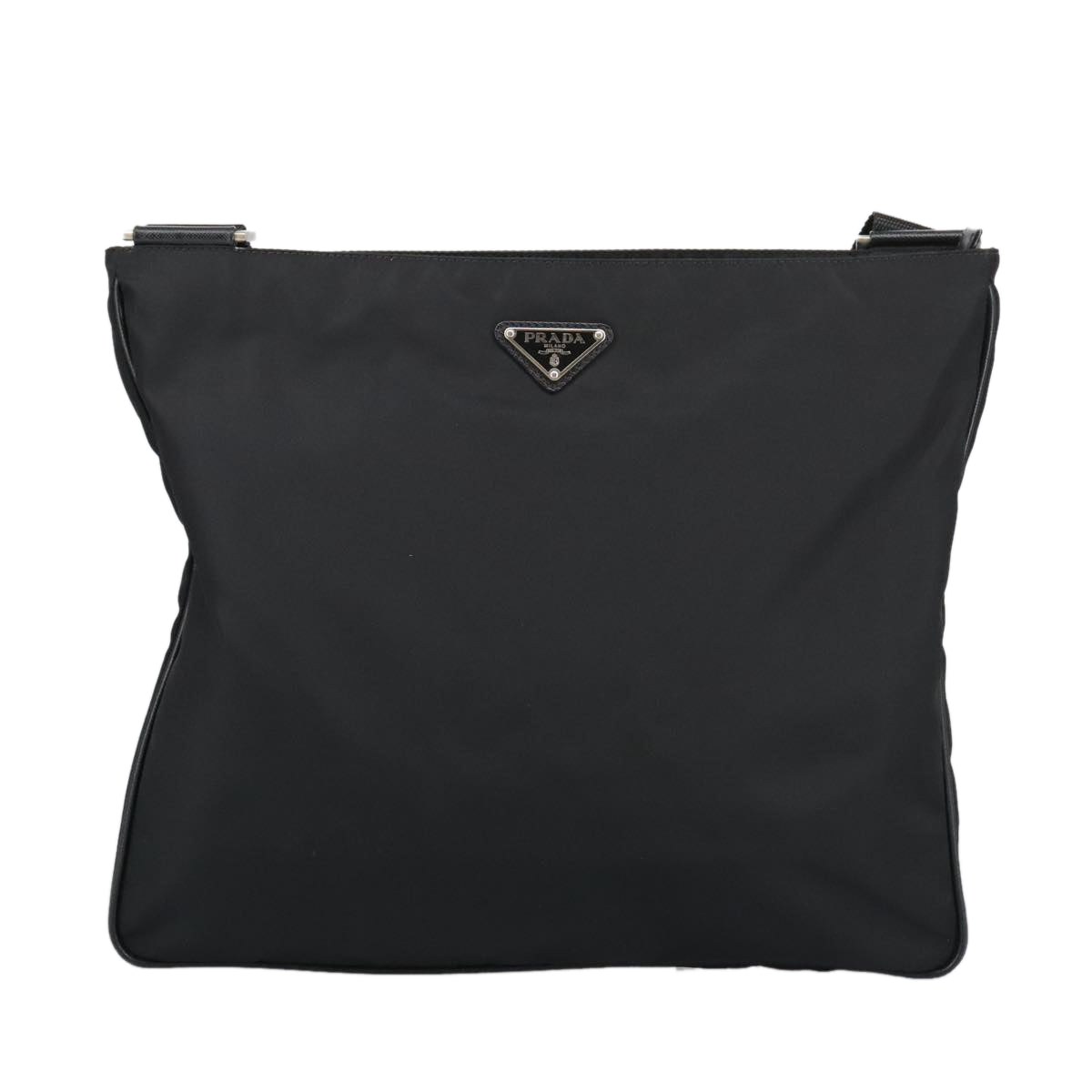 PRADA Shoulder Bag Nylon Black Silver Auth 99432