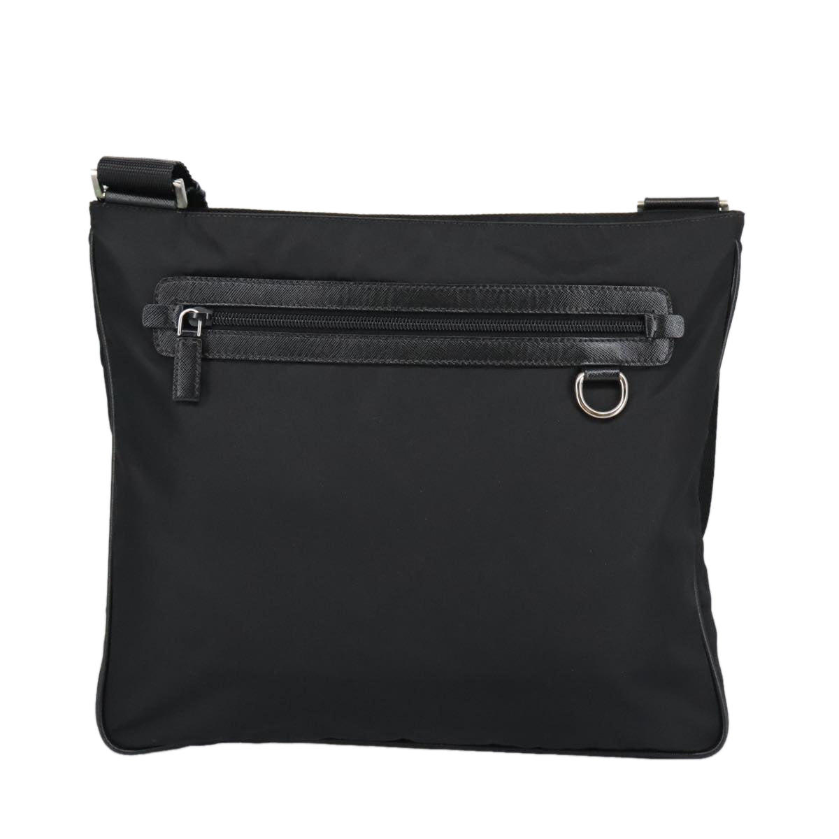 PRADA Shoulder Bag Nylon Black Silver Auth 99432