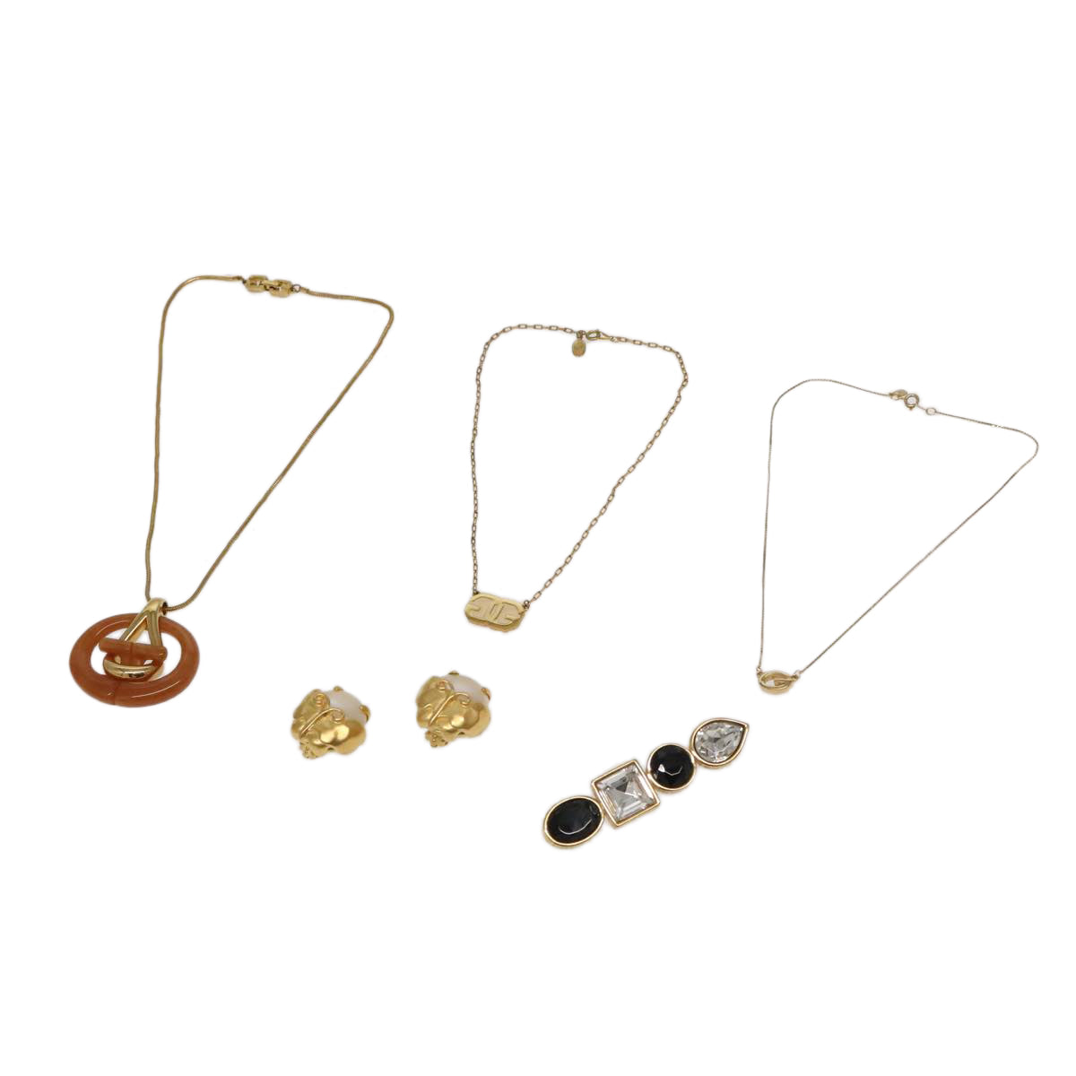 GIVENCHY Accessories Metal 5Set Gold Beige Black Auth 99434