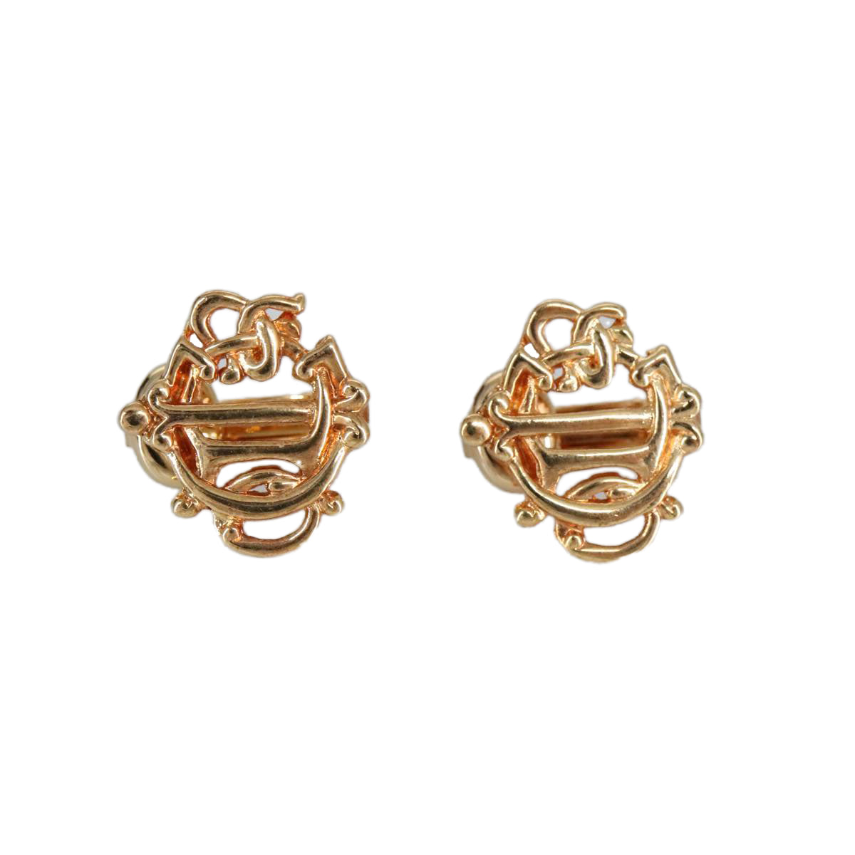 Christian Dior Earring metal Gold Tone Auth 99436