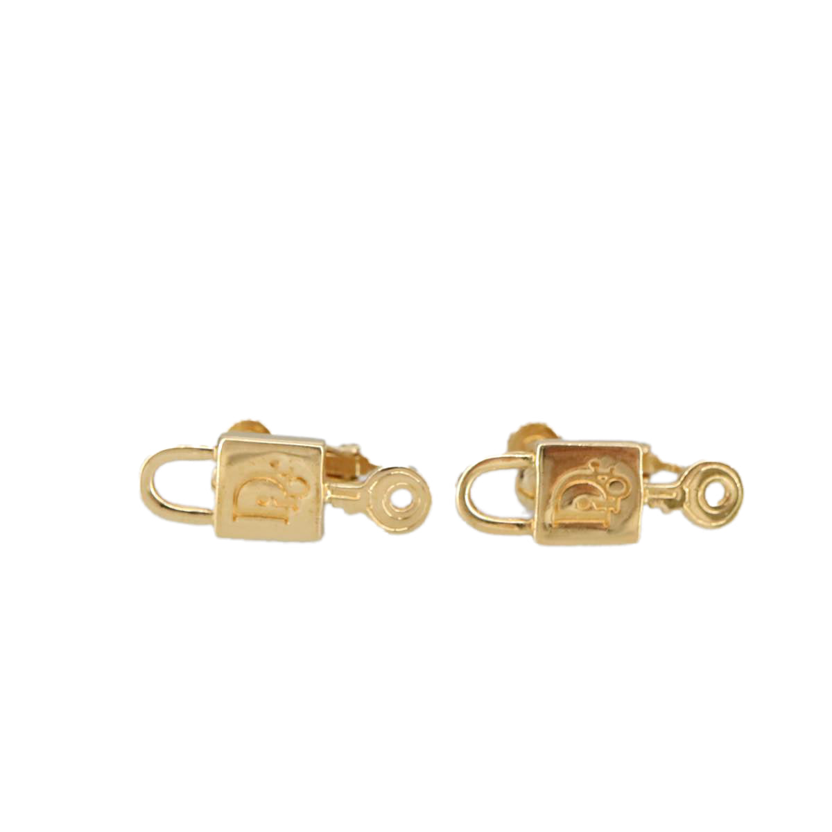 Christian Dior Earring metal Gold Tone Auth 99455