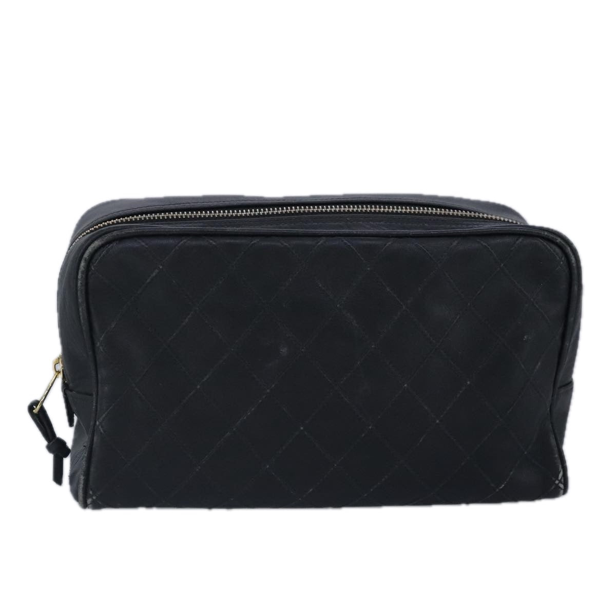 CHANEL Clutch Bag Lamb Skin Black CC Auth 99481