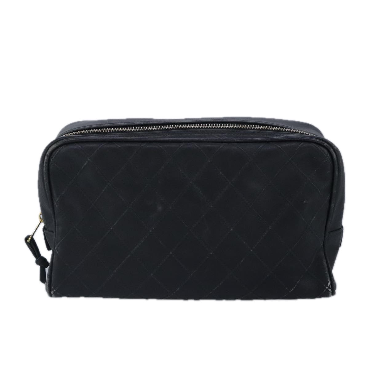 CHANEL Clutch Bag Lamb Skin Black CC Auth 99481