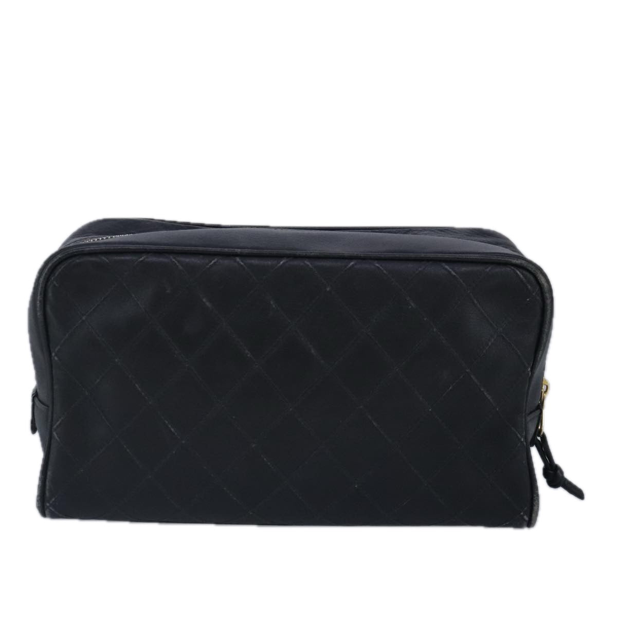 CHANEL Clutch Bag Lamb Skin Black CC Auth 99481