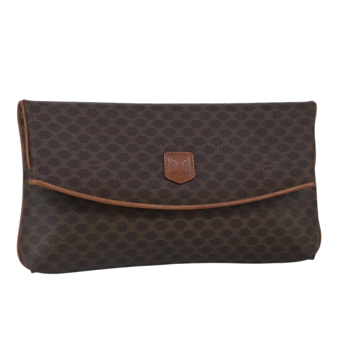 CELINE Macadam Canvas Clutch Bag Brown Auth 99484