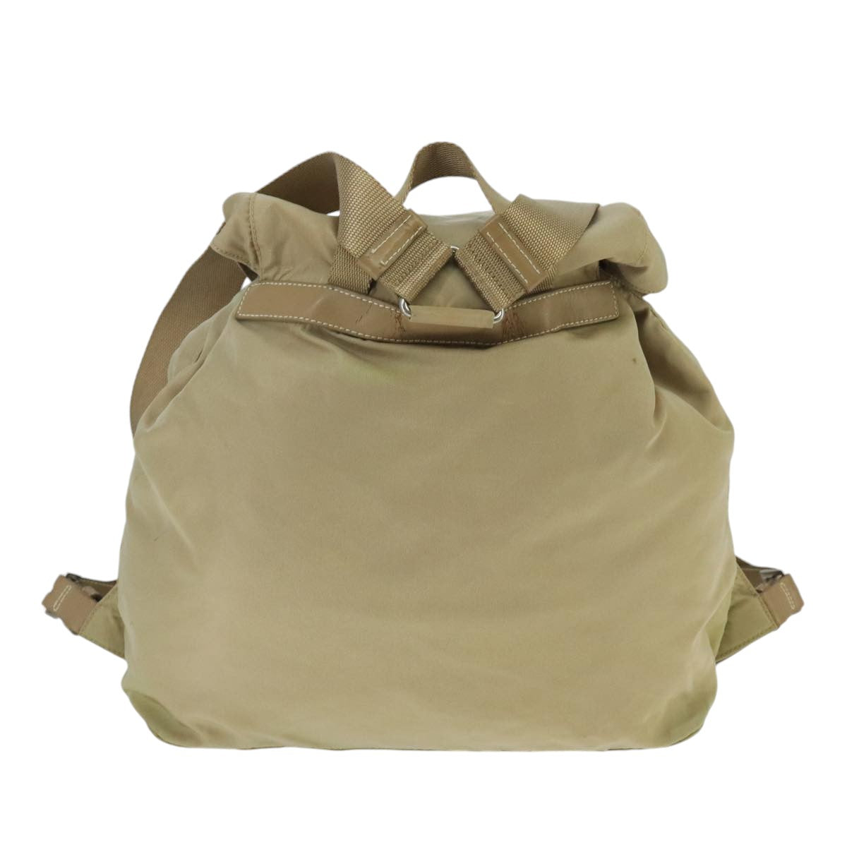 PRADA Backpack Nylon Khaki Silver Auth 99493