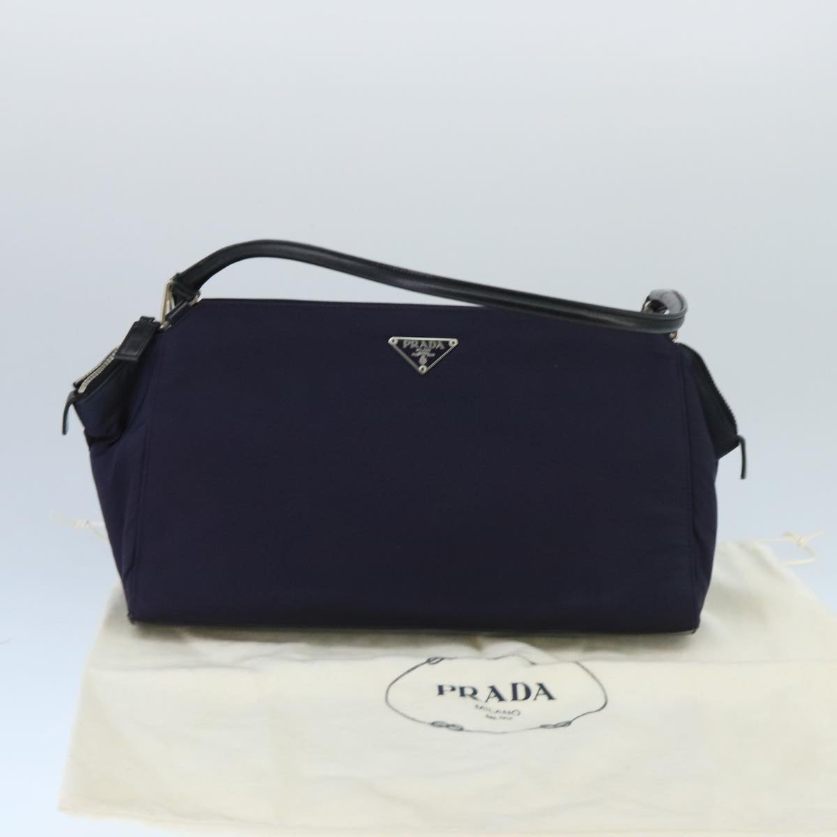 PRADA Shoulder Bag Nylon Silver Violet Auth 99495