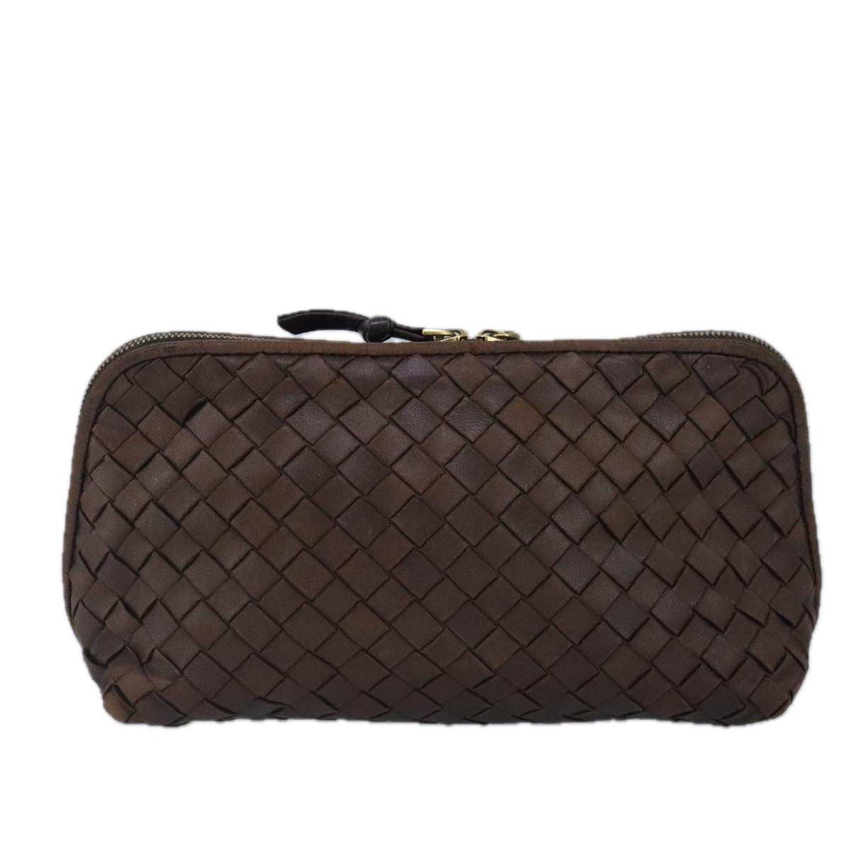 BOTTEGA VENETA INTRECCIATO Pouch Leather Brown Auth 99509