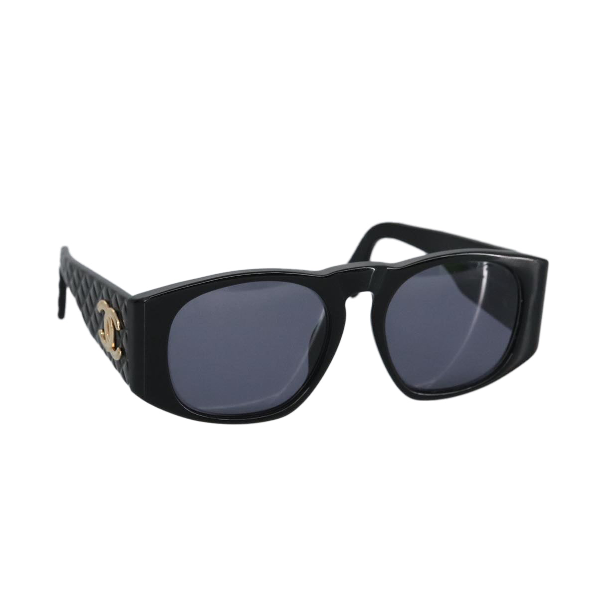 CHANEL Sunglasses plastic Black CC Auth 99518