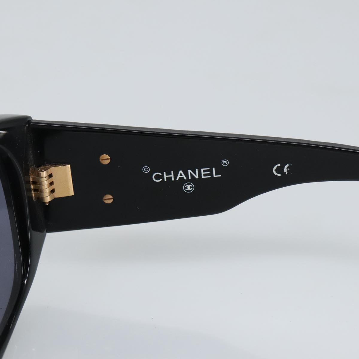 CHANEL Sunglasses plastic Black CC Auth 99518