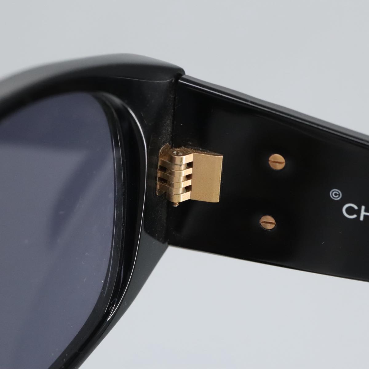 CHANEL Sunglasses plastic Black CC Auth 99518