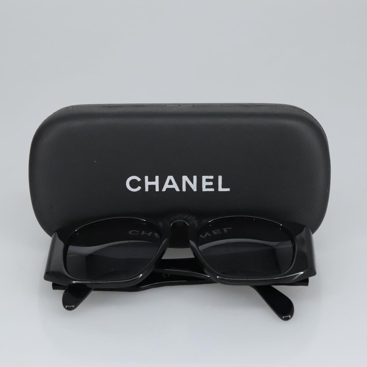 CHANEL Sunglasses plastic Black CC Auth 99518