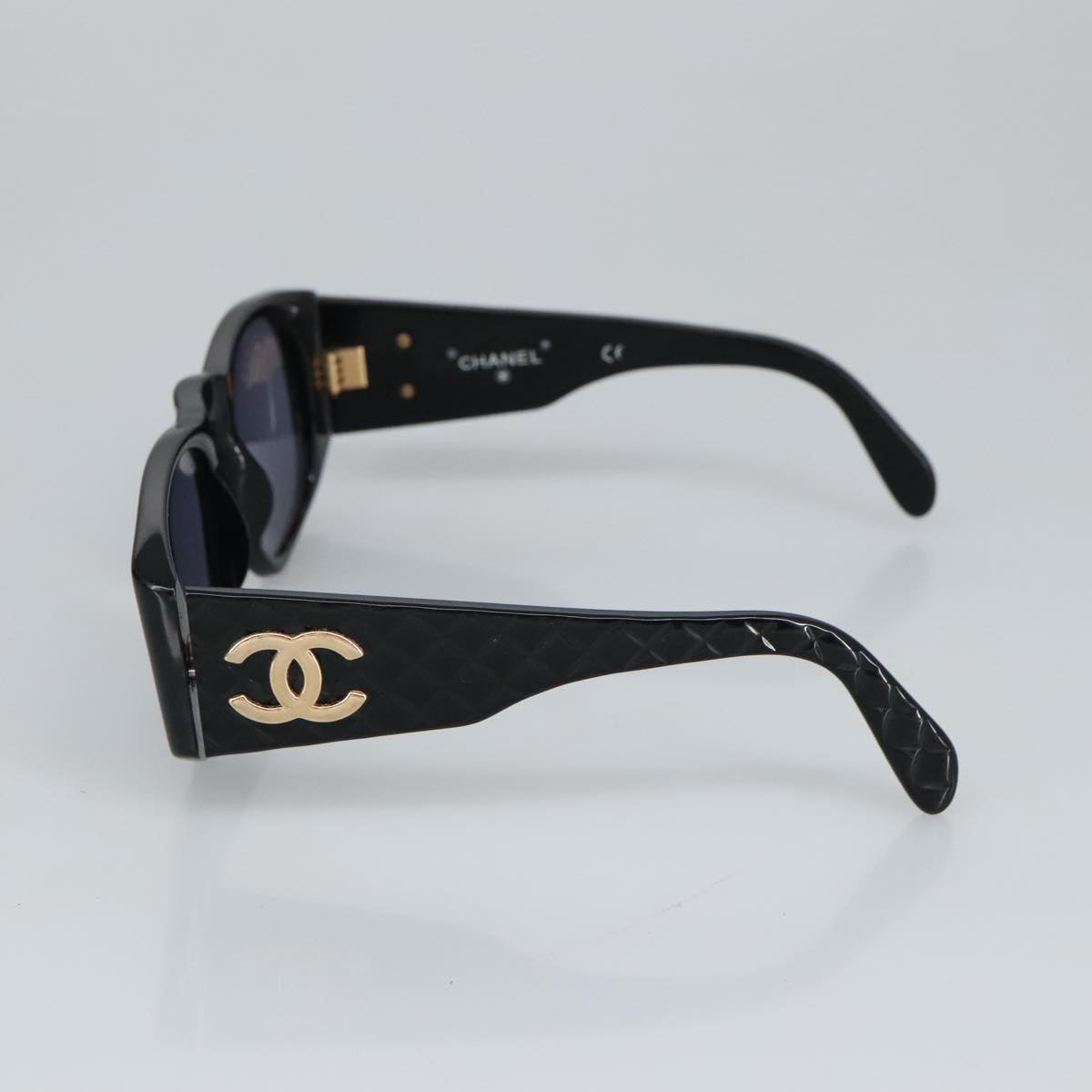 CHANEL Sunglasses plastic Black CC Auth 99518