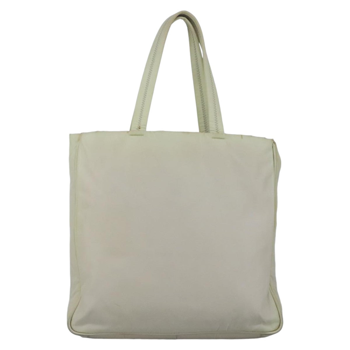 PRADA Tote Bag Nylon White Silver Auth 99539