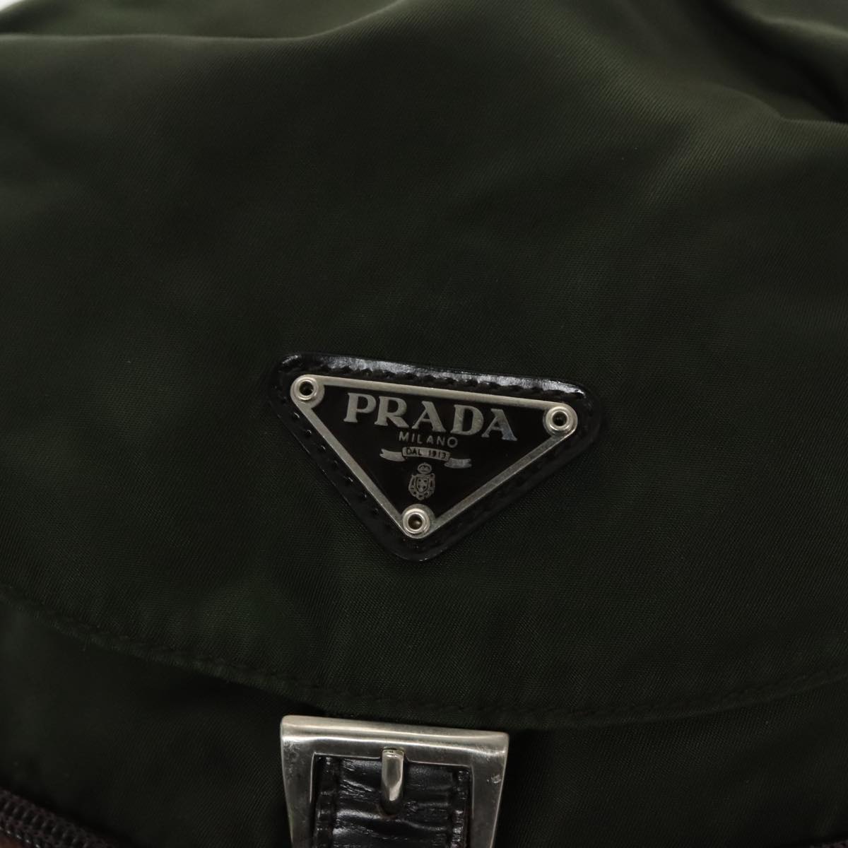 PRADA Backpack Nylon Khaki Silver Auth 99541