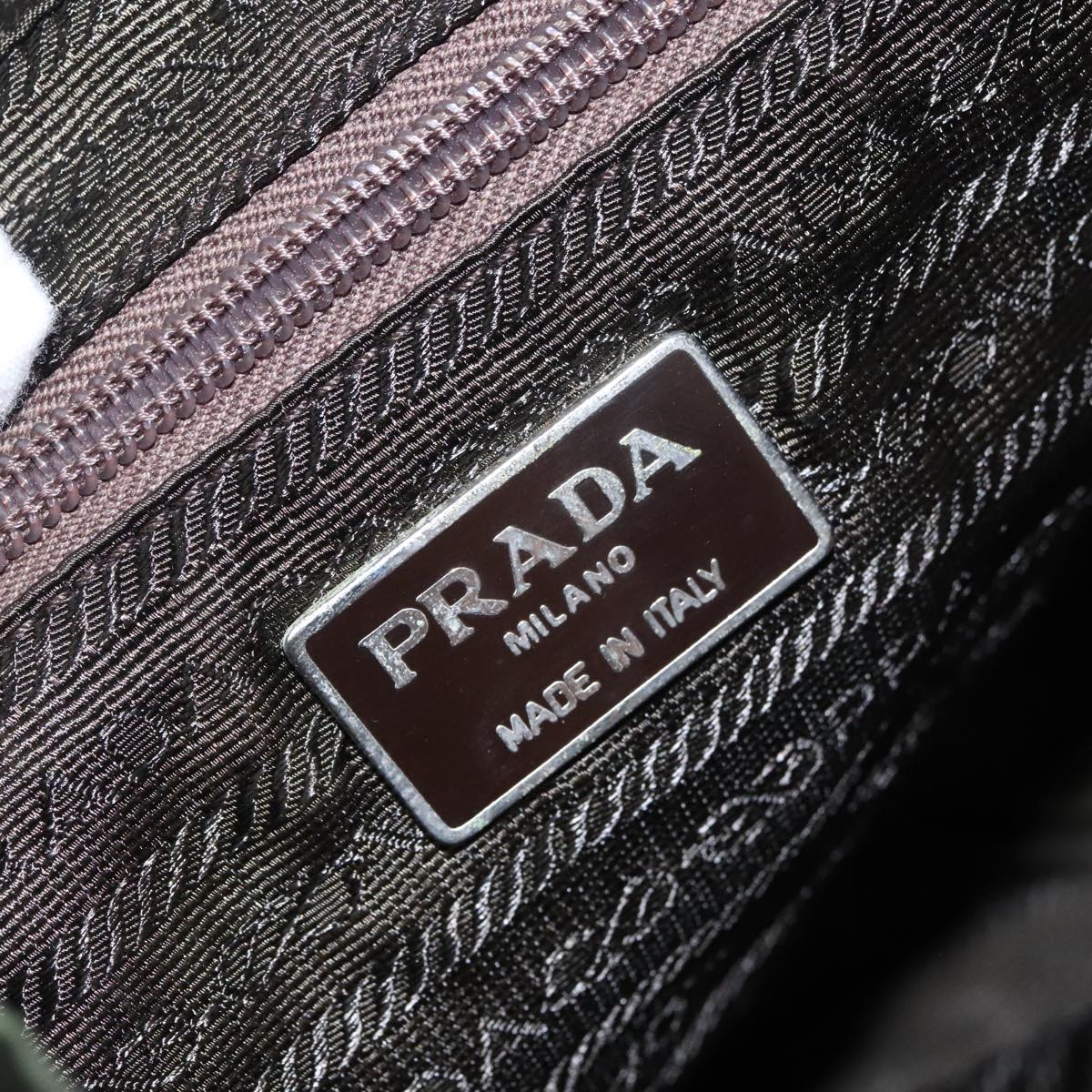 PRADA Backpack Nylon Khaki Silver Auth 99541