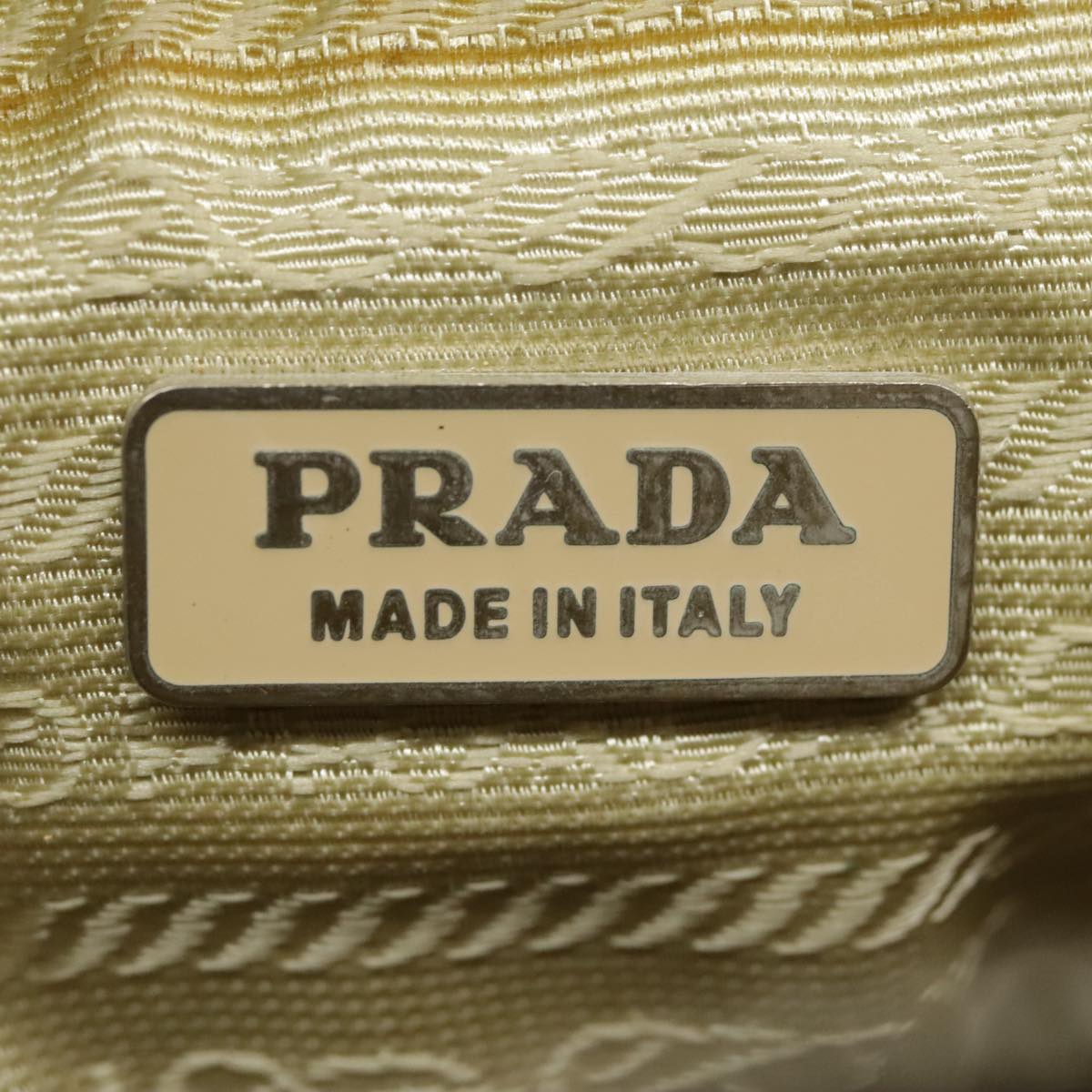 PRADA Hand Bag Nylon Beige Silver Auth 99678