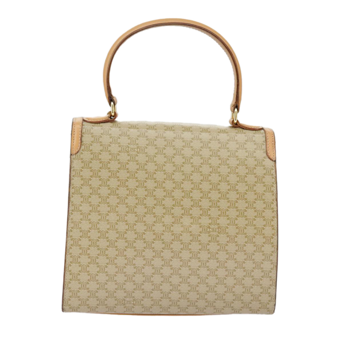 CELINE Macadam Canvas Hand Bag Beige Gold Auth 99709