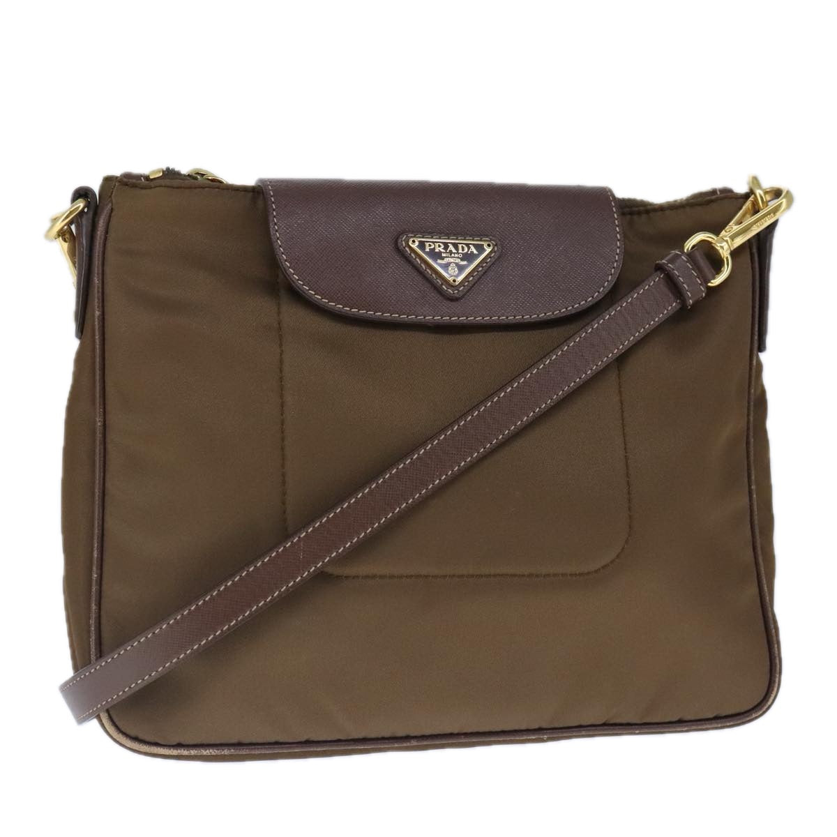 PRADA Shoulder Bag Nylon Brown Auth 99711