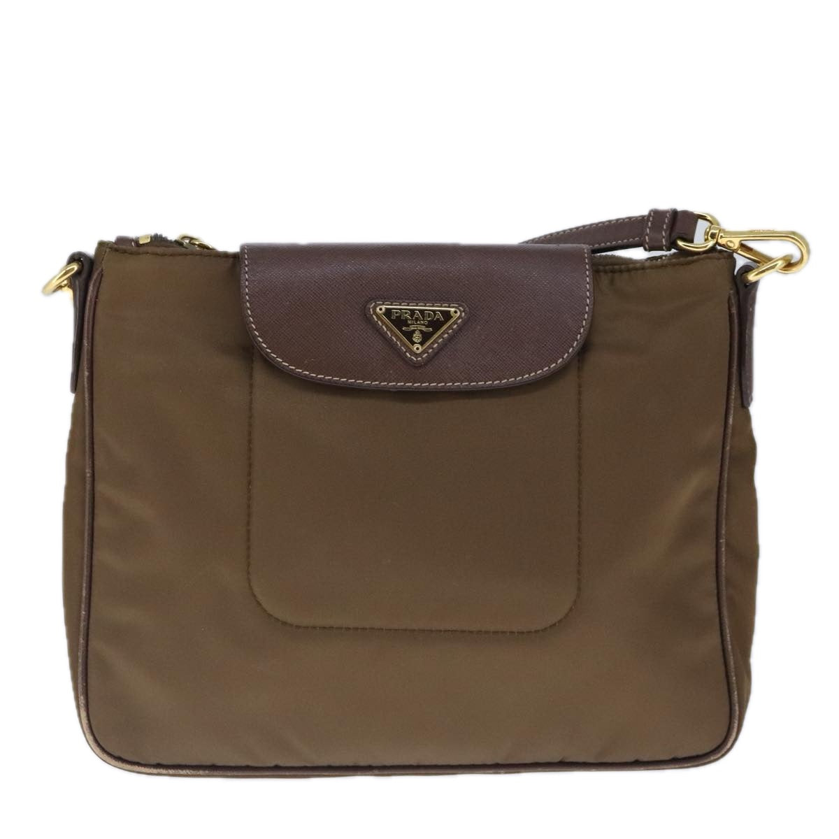 PRADA Shoulder Bag Nylon Brown Auth 99711