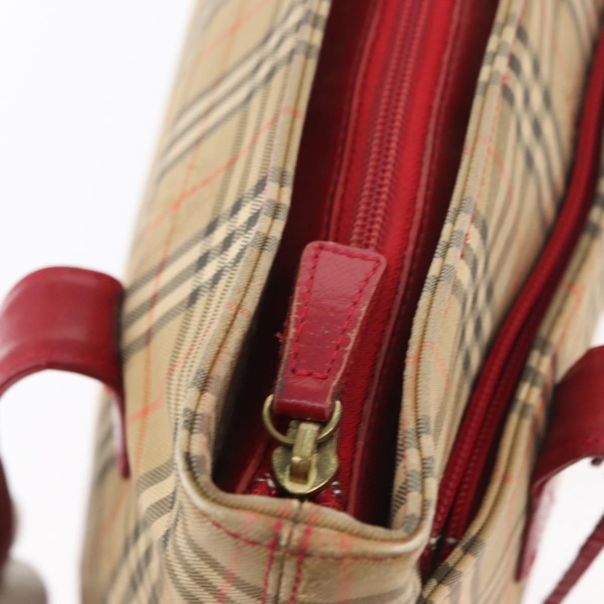 BURBERRY Nova Check Tote Bag Canvas Beige Auth 99727