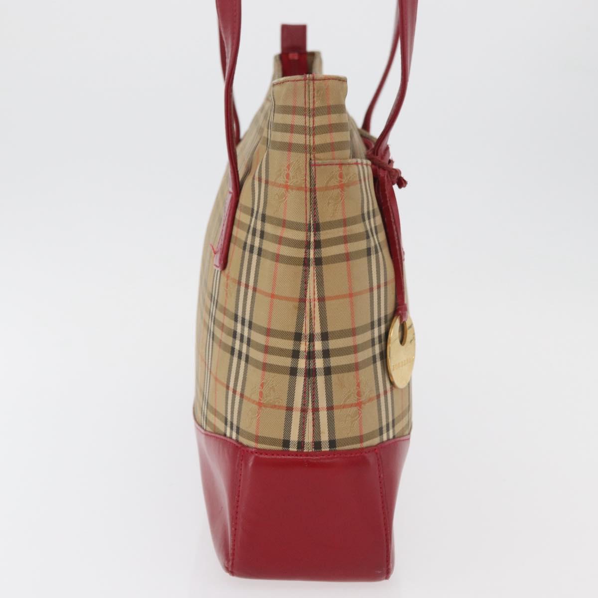 BURBERRY Nova Check Tote Bag Canvas Beige Auth 99727