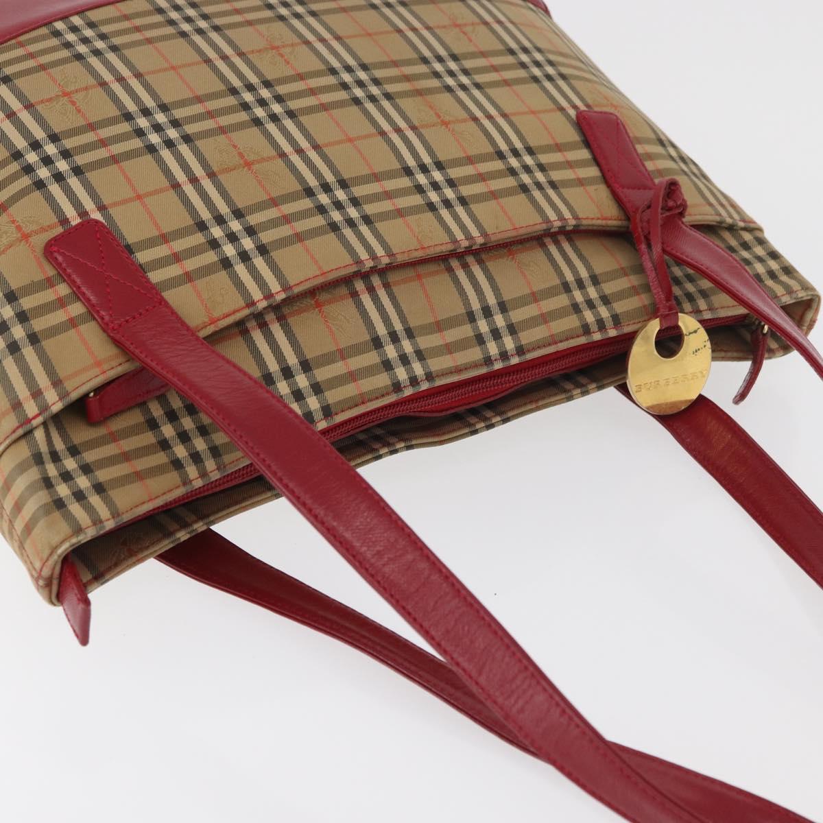 BURBERRY Nova Check Tote Bag Canvas Beige Auth 99727