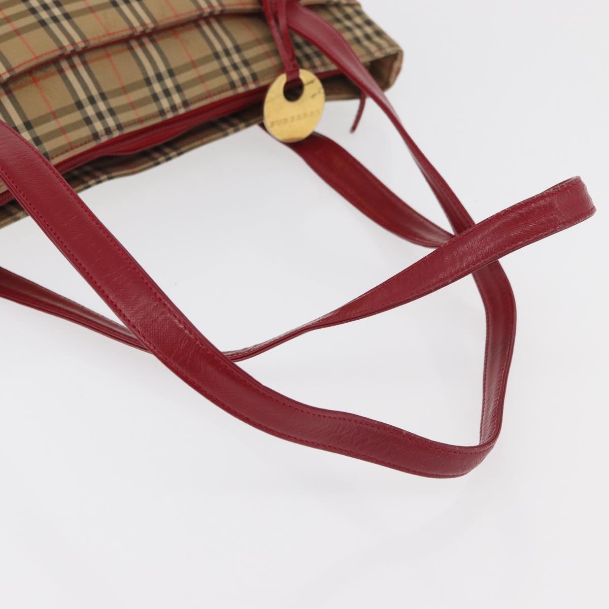BURBERRY Nova Check Tote Bag Canvas Beige Auth 99727
