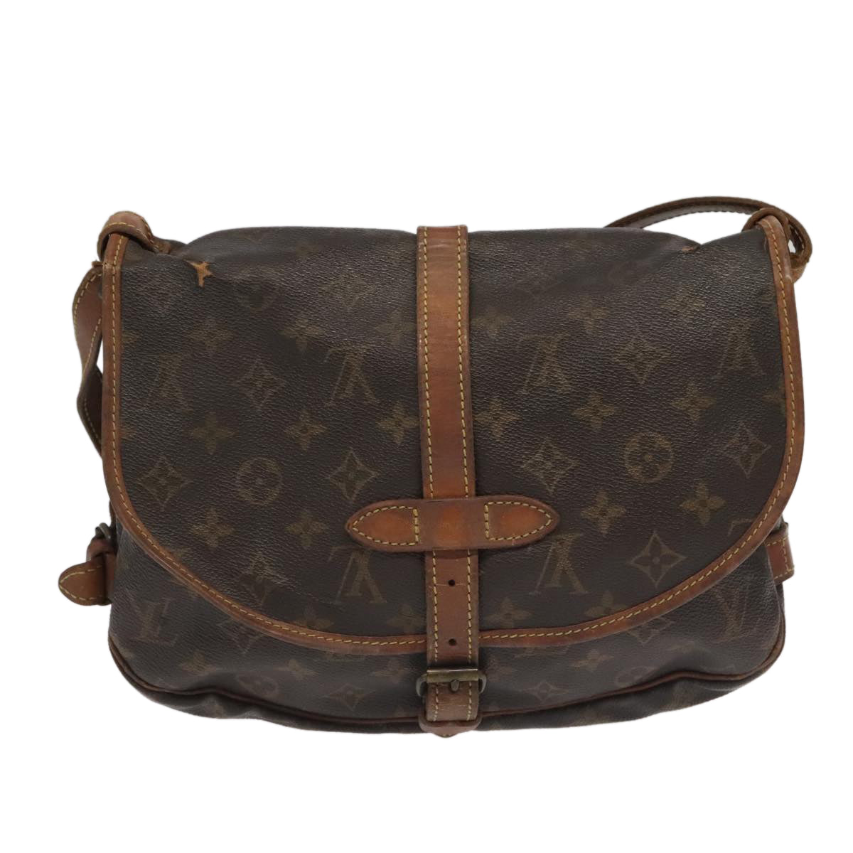 LOUIS VUITTON Monogram Saumur 30 Shoulder Bag M42256 LV Auth 99734