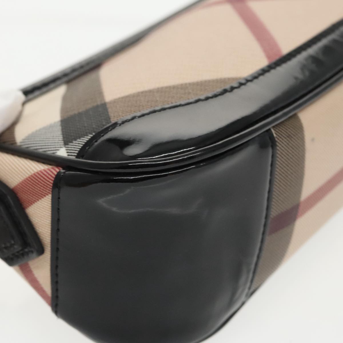 BURBERRY Nova Check Shoulder Bag PVC Beige Auth 99756