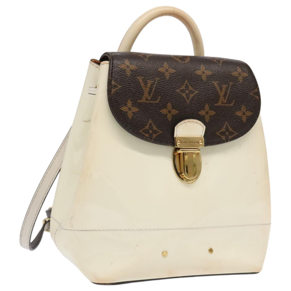 LOUIS VUITTON Monogram Vernis Hot Spring Snow Backpack White M53548 Auth 99762