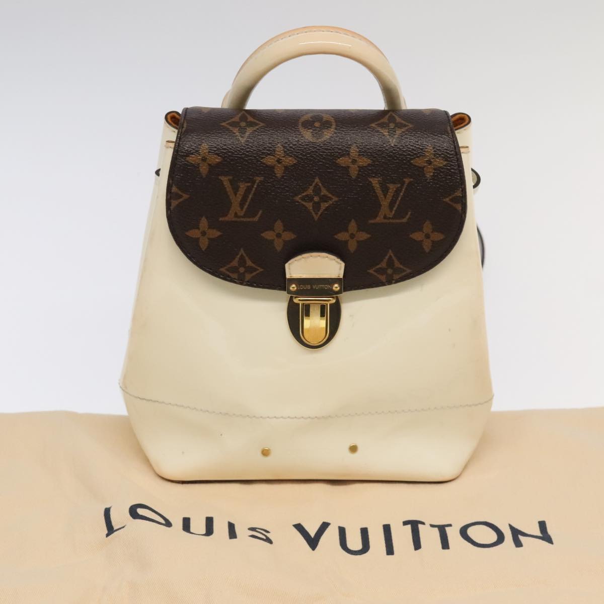 LOUIS VUITTON Monogram Vernis Hot Spring Snow Backpack White M53548 Auth 99762