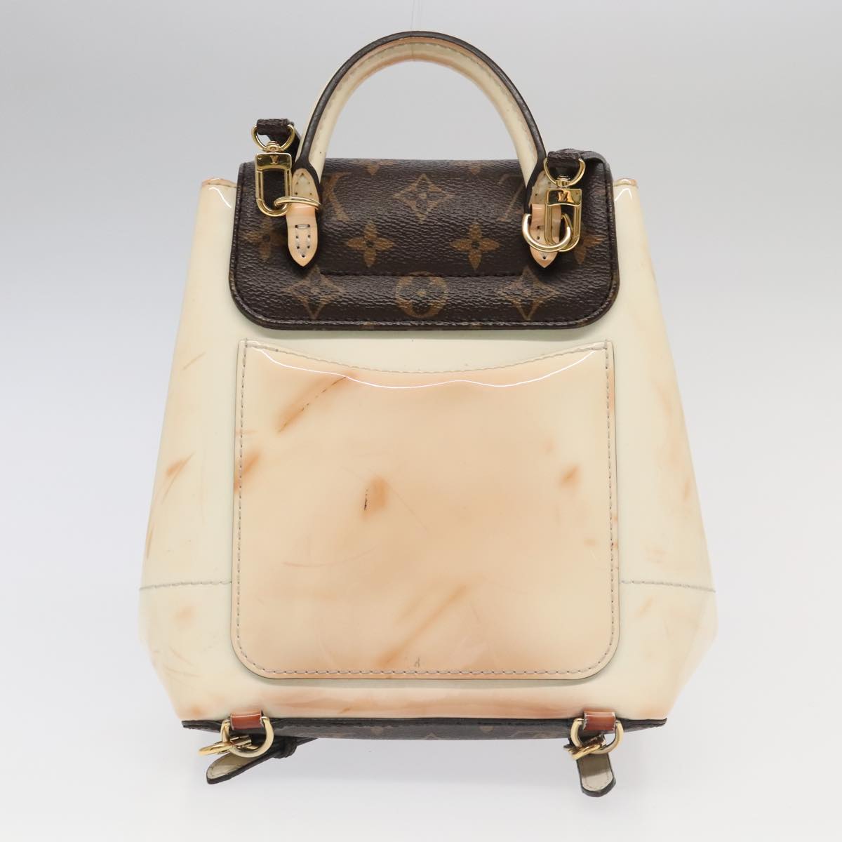 LOUIS VUITTON Monogram Vernis Hot Spring Snow Backpack White M53548 Auth 99762