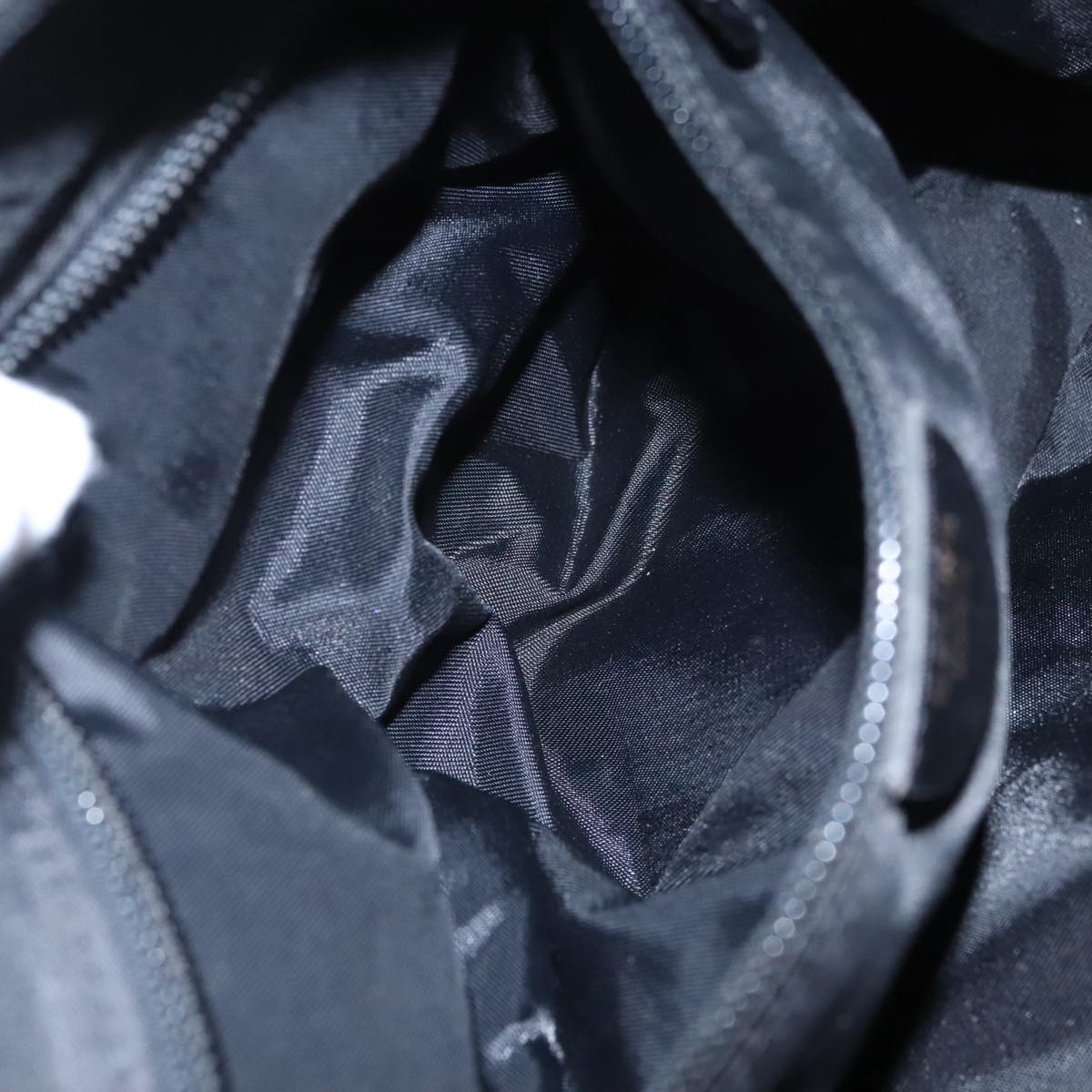 CELINE Hand Bag Nylon Black Gold Auth 99798