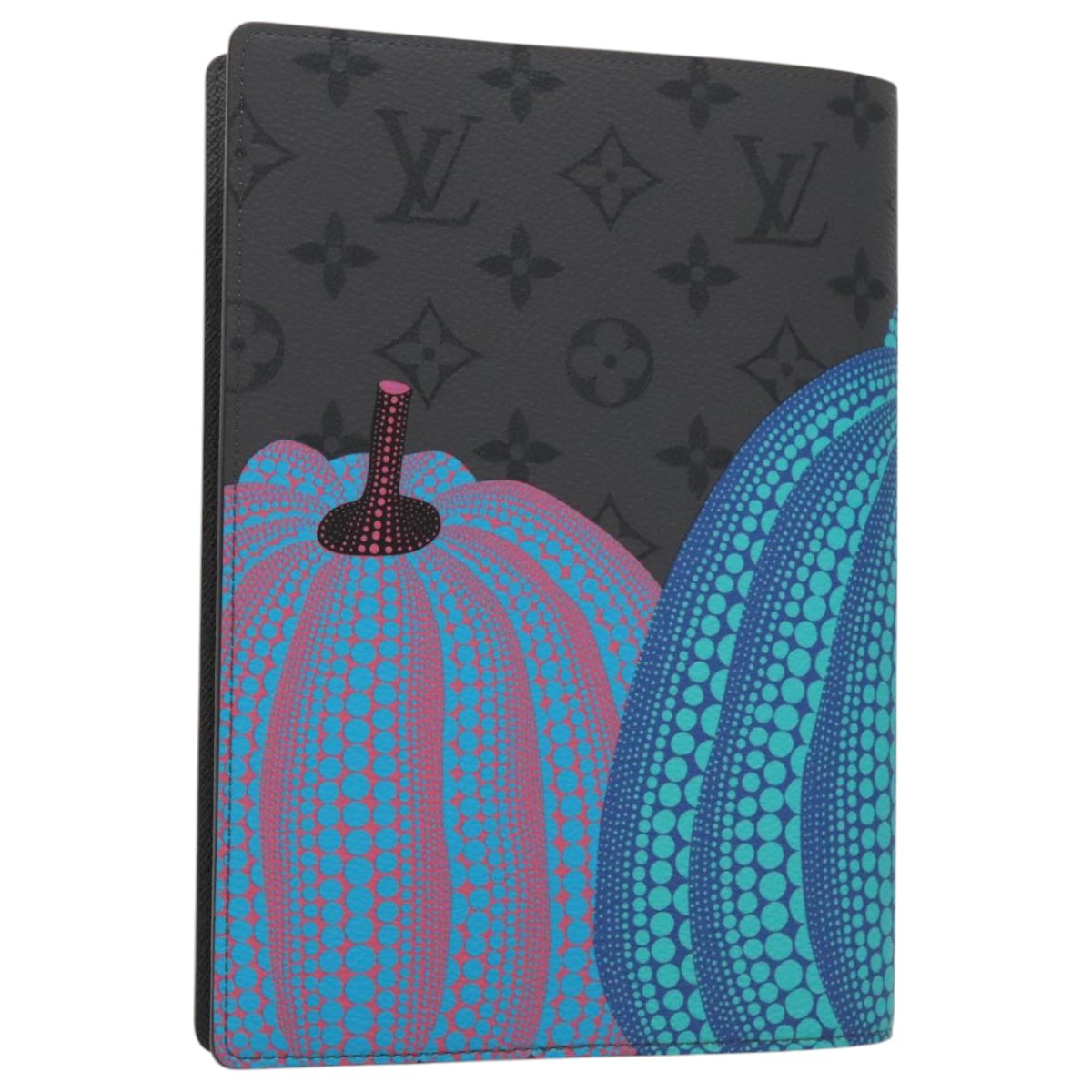 LOUIS VUITTON Monogram Yayoi Kusama Quverture Carnet Note Cover Blue Auth 99815S