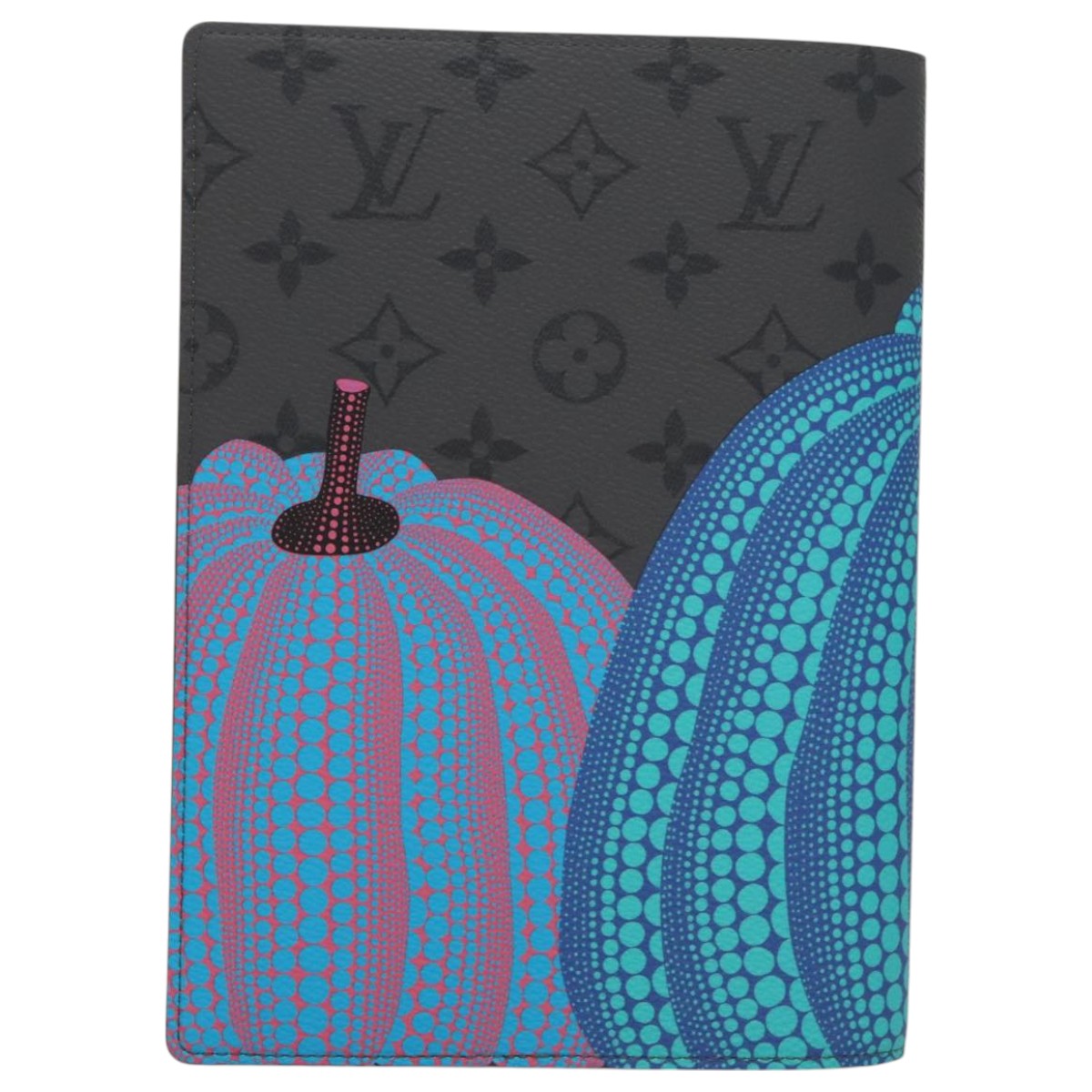 LOUIS VUITTON Monogram Yayoi Kusama Quverture Carnet Note Cover Blue Auth 99815S
