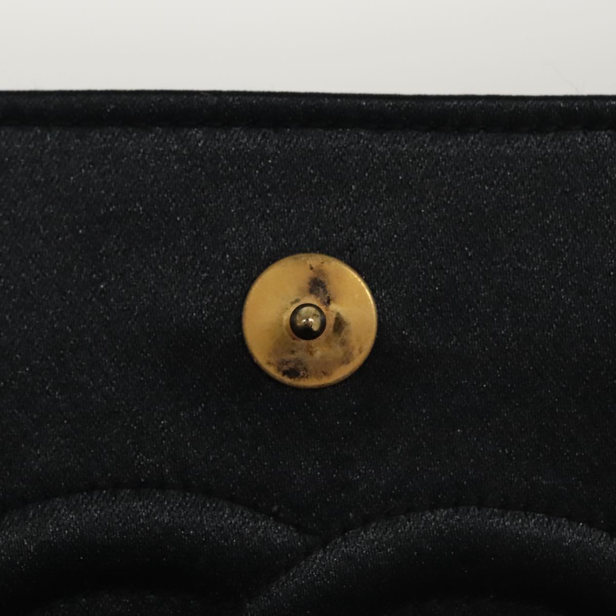 CHANEL Matelasse Sequin Flower Shoulder Bag Satin Black CC Auth 99855V