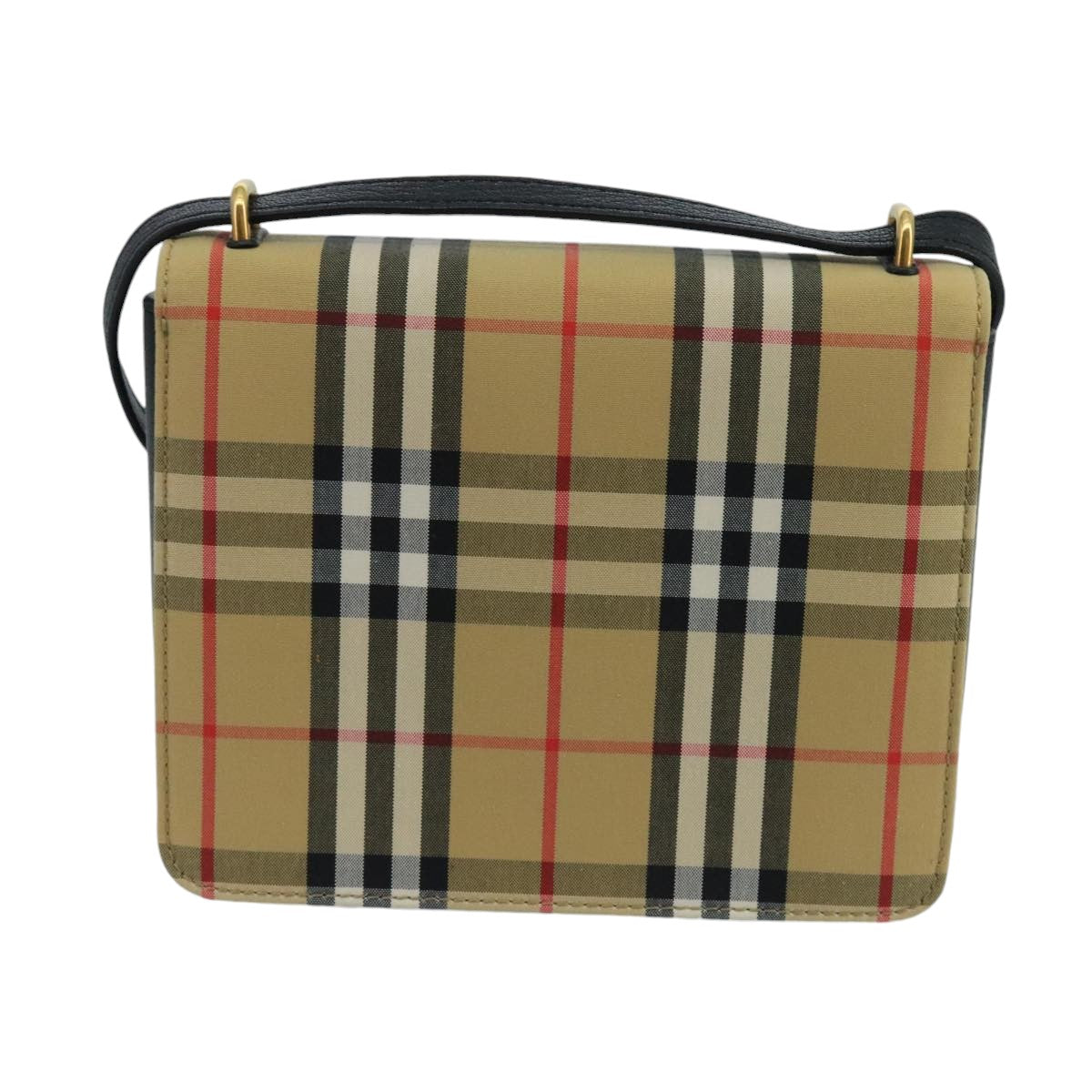 BURBERRY Nova Check Shoulder Bag Canvas Beige Black Auth 99865