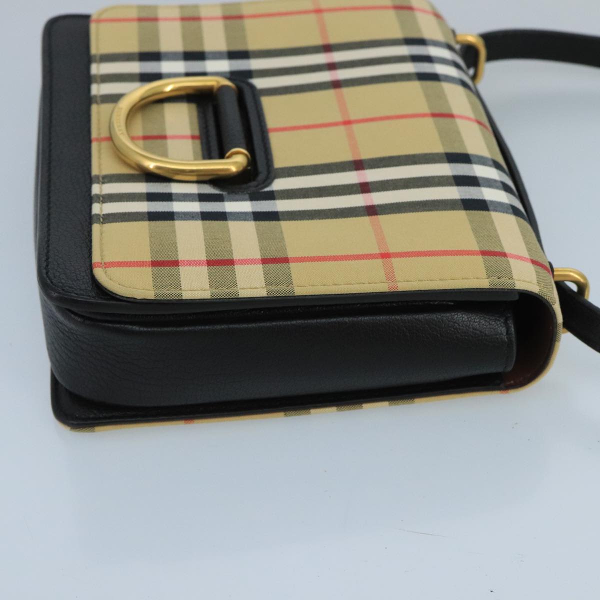 BURBERRY Nova Check Shoulder Bag Canvas Beige Black Auth 99865