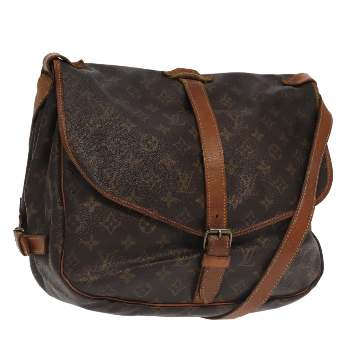 LOUIS VUITTON Monogram Saumur 35 Shoulder Bag M42254 LV Auth 99868