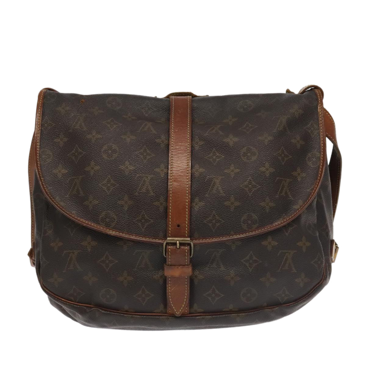 LOUIS VUITTON Monogram Saumur 35 Shoulder Bag M42254 LV Auth 99868