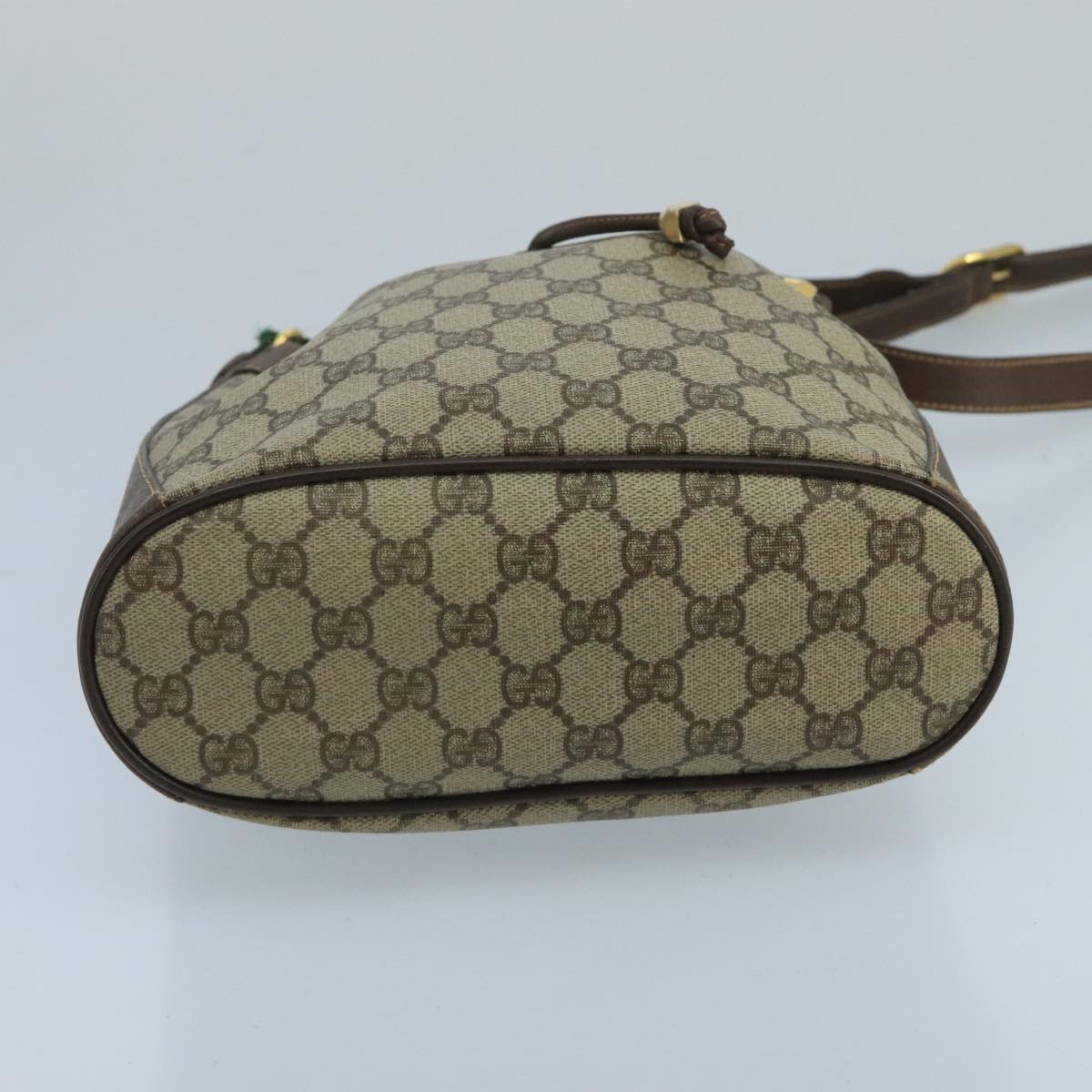 GUCCI GG Supreme Web Sherry Line Shoulder Bag PVC Beige Auth 99873