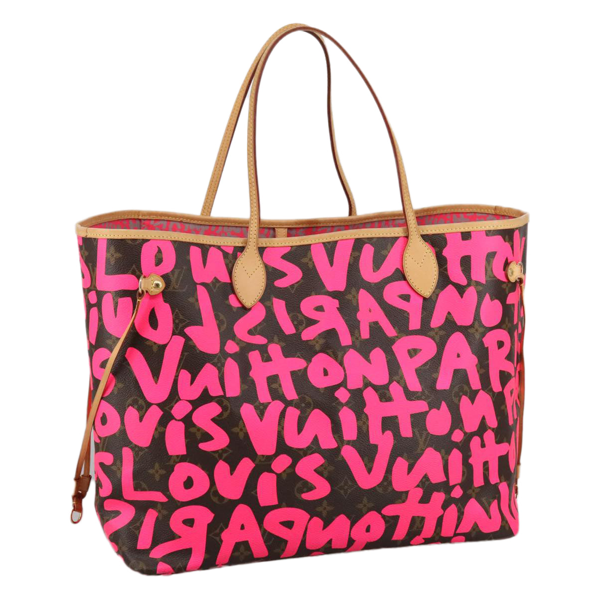 LOUIS VUITTON Monogram graffiti Neverfull GM Tote Bag Fuchsia M93701 Auth 99894AM