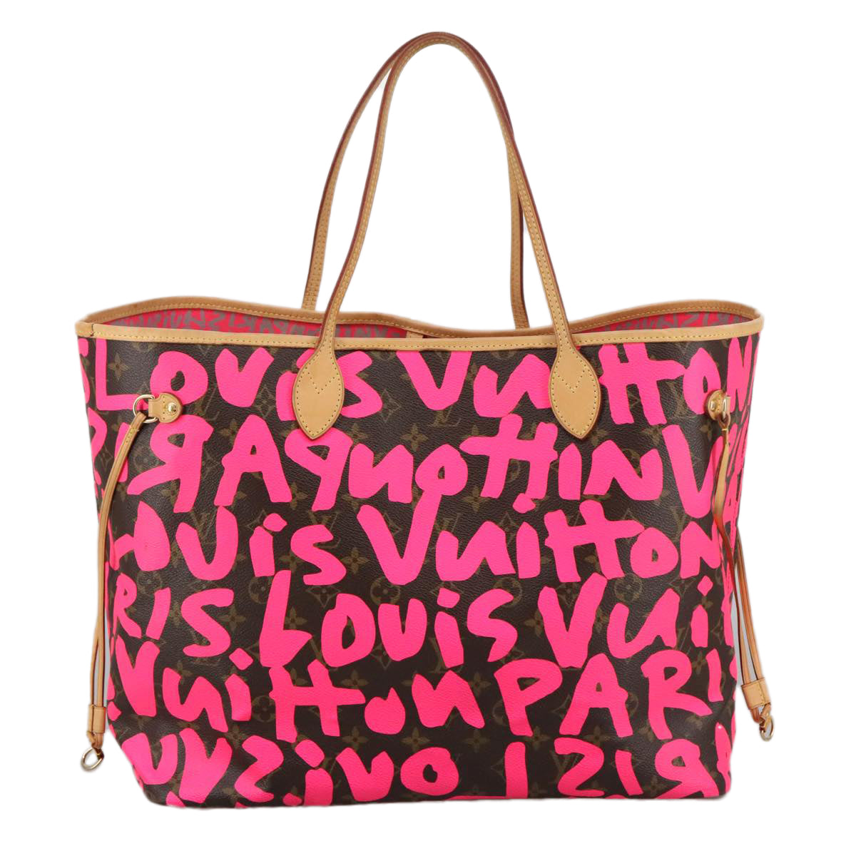LOUIS VUITTON Monogram graffiti Neverfull GM Tote Bag Fuchsia M93701 Auth 99894AM