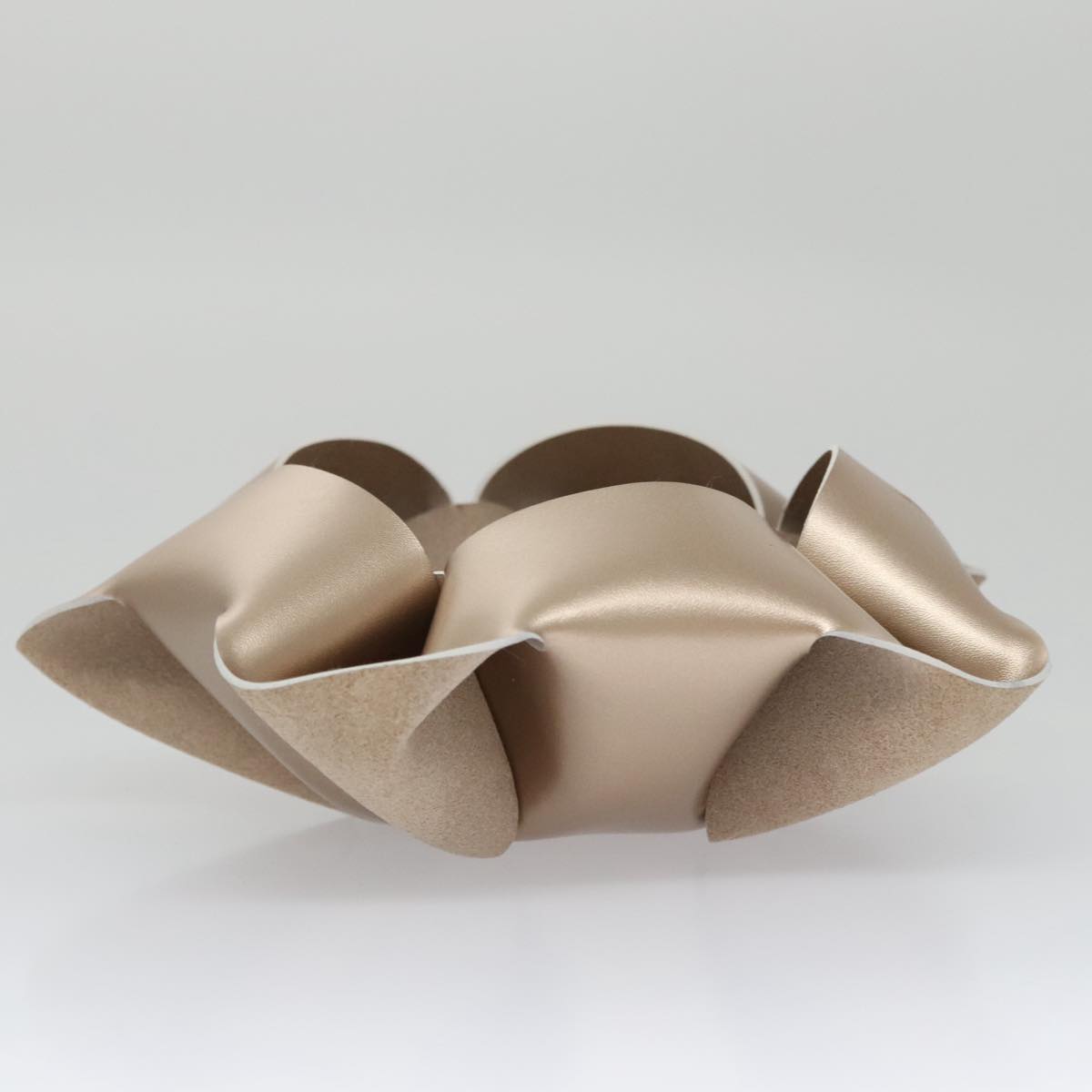 LOUIS VUITTON Origami Bowl PM Accessory Case Leather Gold R95669 LV Auth 99907A