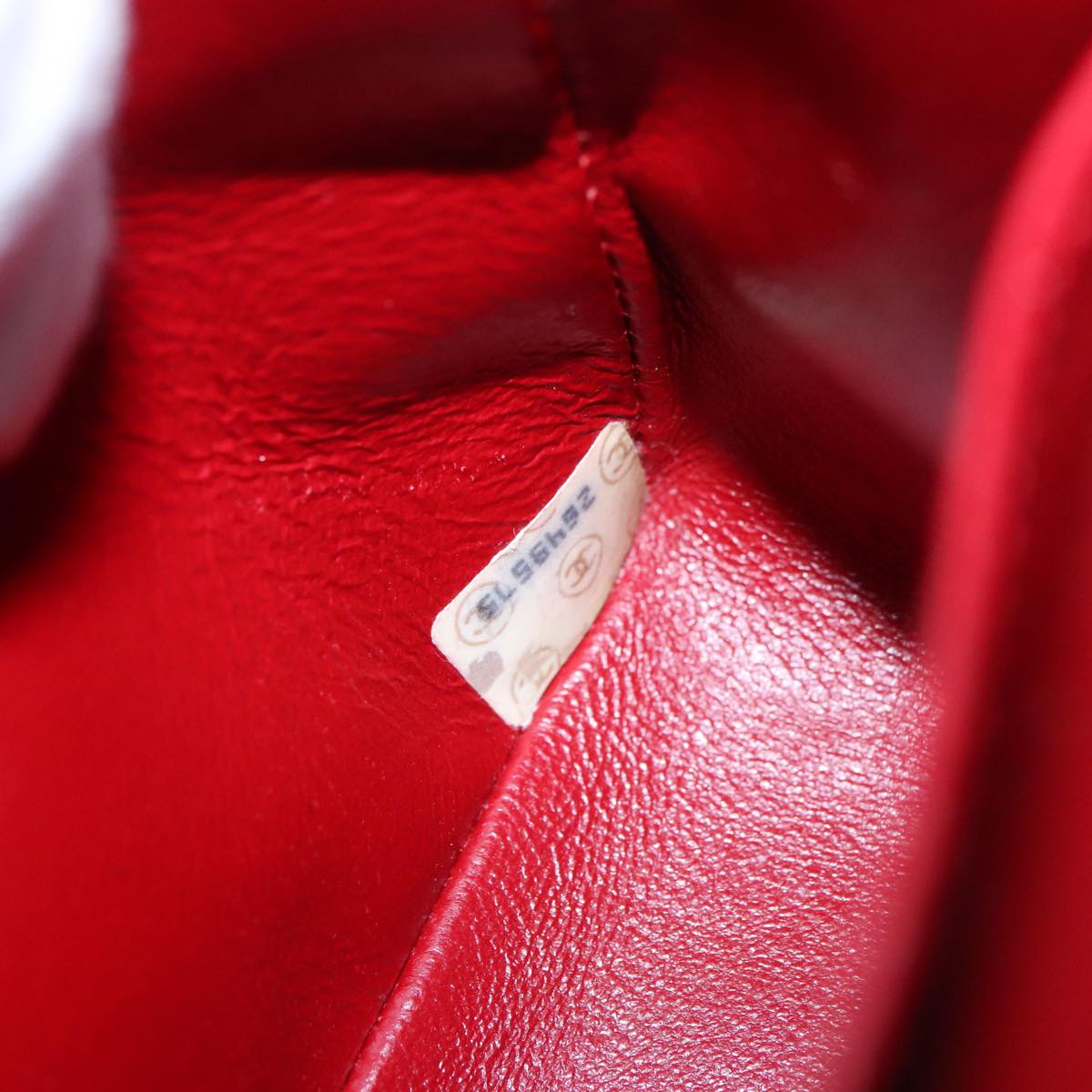 CHANEL Matelasse Chain Shoulder Bag Cotton Red Gold CC Auth 99908