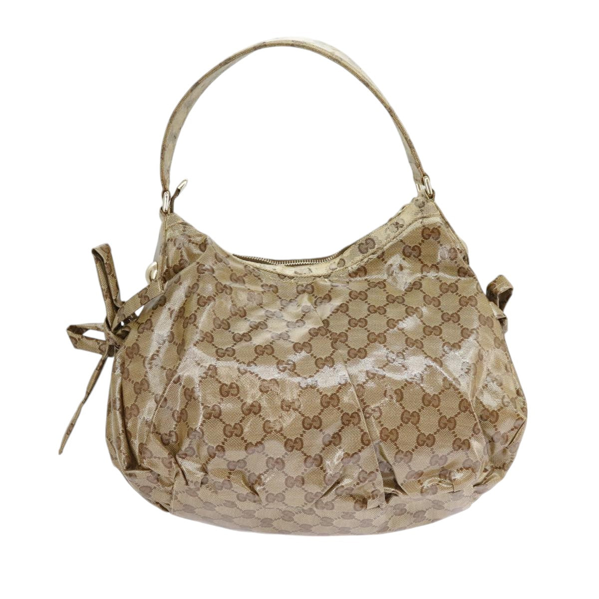 GUCCI GG crystal Sherry Line Shoulder Bag Coated Canvas Beige Brown Auth 99909