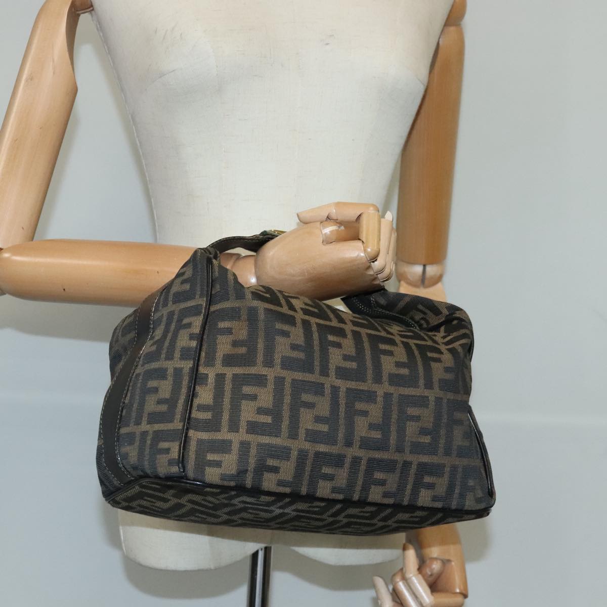 FENDI Zucca Canvas Vanity Hand Bag Brown Auth 99910